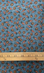 Cotton Quilting Fabric Dream Field Collection Fabri-Quilt 40x70 Blue Carrots - Picture 1 of 3