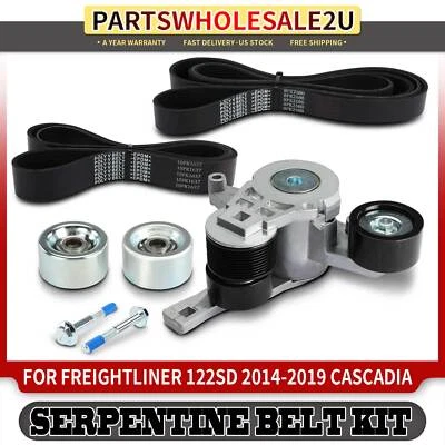 Kit de 5 componentes de transmisión por correa Serpentine para Freightliner 114SD 122SD Western Star Foto 1 de 4