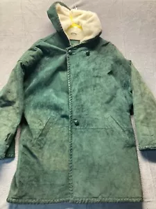 G-III Mens Green Leather Long Sleeve Hooded Button Front Jacket Size Medium - Picture 1 of 18
