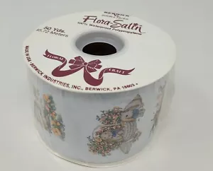 NEW Berwick Flora-Satin Peek-A-Boo Bunnies Easter Craft Ribbon 2-3/4" x 50 YDS - Picture 1 of 6