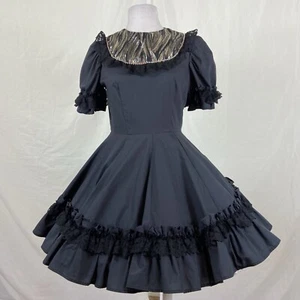 Square Dance Dress Black with Ruffles Rhinestones, Multicolor Metallic, lace - Picture 1 of 10