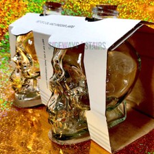 GLASS SKULL CORKED BOTTLES 5" shaped thick glass Halloween jar storage macabre