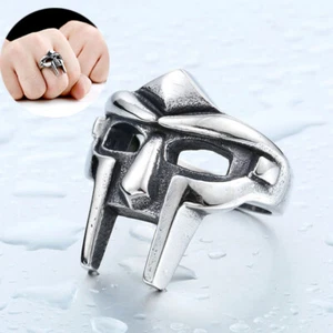 Size 7-14 Style Stainless Steel Fashion Gladiator MF DOOM Mask Ring Stainless - Picture 1 of 16