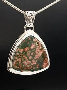 Ozeanjaspis Anhänger Sterlingsilber Ozeanjaspis Schmuck Kunsthandwerk Handarbeit  - Bild 1 von 8