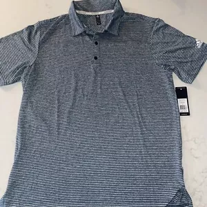 Adidas Golf L Herren Feeder Stripe Poloshirt Kurzarm Navy ADVS20R778 Neu mit Etikett - Bild 1 von 5