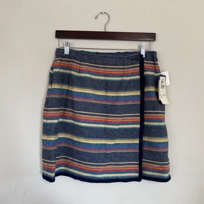 Minifalda envolvente a rayas de lana/nylon etiqueta original Woolrich de colección Y2K para mujer TALLA LG Foto 1 de 4