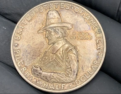 1920-D Pilgrim Tercentenary Silver Half Dollar 1620-1920 300th Anniversary - Image 1 of 4