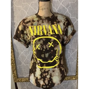 HANDMADE Vintage NIRVANA 90’s Tie Dye RARE shirt Bleach Tour Merch Cobain Tee M - Picture 1 of 4