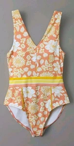 NWT Matilda Jane Swimsuit One Piece Women Size M Peach Floral Retro Bathing Suit - Picture 1 of 14