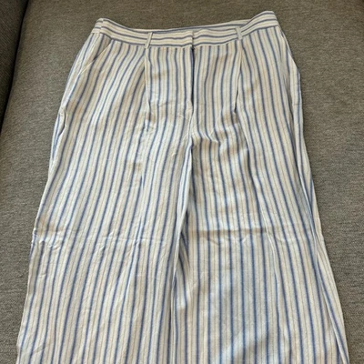 Ann Taylor Loft Women's Dress Pants Size 14 Wide Leg White And Blue Stripes NWOT — 第 1/3 张图片