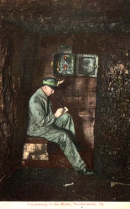 PA PUNXSUTAWNEY MINIERA DI CARBONE interno TELEFONO MINATORE Germania Cartolina - Foto 1 di 2