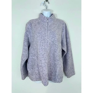 L.L. Bean Women’s XL Fleece Pullover Purple Quarter-Zip Sherpa Jacket  - Picture 1 of 6