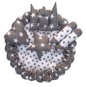 Baby Bed – Grey & White Reversible Cotton Bedding Set for Newborns (39x39)(BB01) - Picture 1 of 5