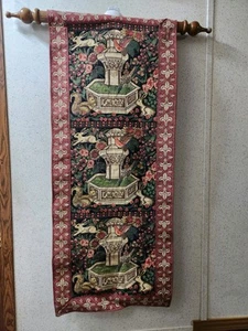 Vintage Renaissance gewebte Kunst Wandteppich Chinoiserie Kaninchen Wunsch gut hergestellt in den USA - Bild 1 von 11