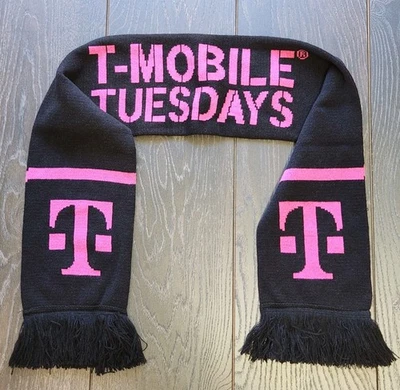 T-Mobile Martes Tejido Invierno Bufanda Negro Rosa Logo 52 × 7 100% Acrílico  Foto 1 de 4
