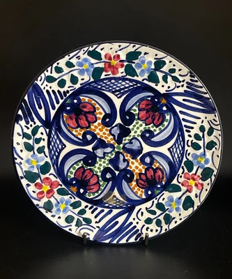 Vintage Hand Painted Spanish Art Pottery Wall Hanging Plate Signed P. Zouilly - Image 1 of 4
