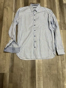 Hammer Made Button Up Shirt Men’s 41 / 16 Plaid Blue and white Checkered Cotton - Picture 1 of 8