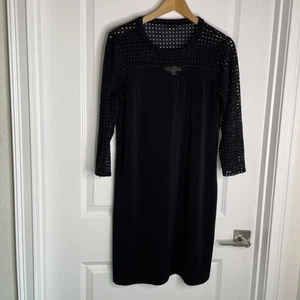 Vestido negro de malla manga 3/4 Michael Kors para mujer talla mediana - Imagen 1 de 11