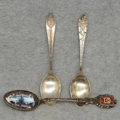 3 cucharas de recuerdo Walt DISNEY PLATA ESTERLINA DISNEYLAND Y DISNEY WORLD + esmalte Foto 1 de 4