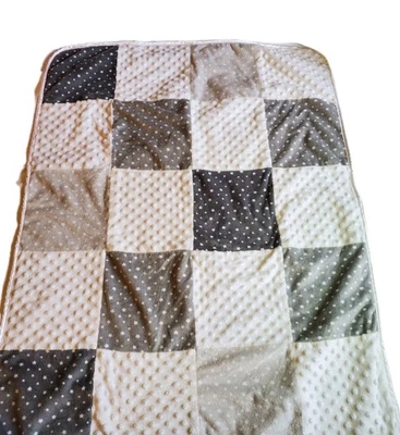 MANTA BEBÉ SHERPA MINKY DOT PATCHWORK GRIS BLANCO RECIÉN NACIDO ADORNO SATINADO Estrellas Foto 1 de 4