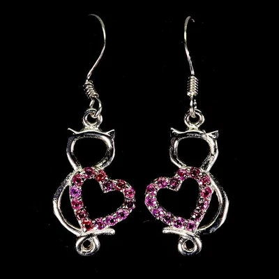 Pendientes de plata de ley 925 redondos rodolita granate piedras preciosas naturales joyería Foto 1 de 4