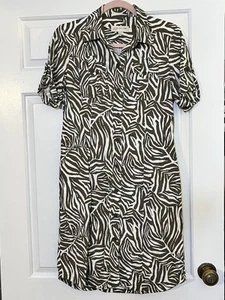 Vestido Jones Wear Studio para mujer talla 10 manga corta estampado de cebra botón cinturón delantero - Imagen 1 de 10