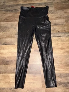Spanx Leggings Large Black Faux Leather Full Length High Rise Women’s - Picture 1 of 5
