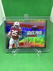 Mike Weber 2019 Leaf Metal Draft State Pride Green Auto #8/10 - Imagen 1 de 2