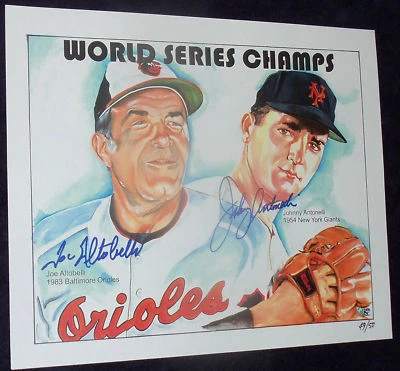 Johnny John Jon Antonelli NY Giants Joe Altobelli Rochester Red Wings auto coa - Image 1 of 2