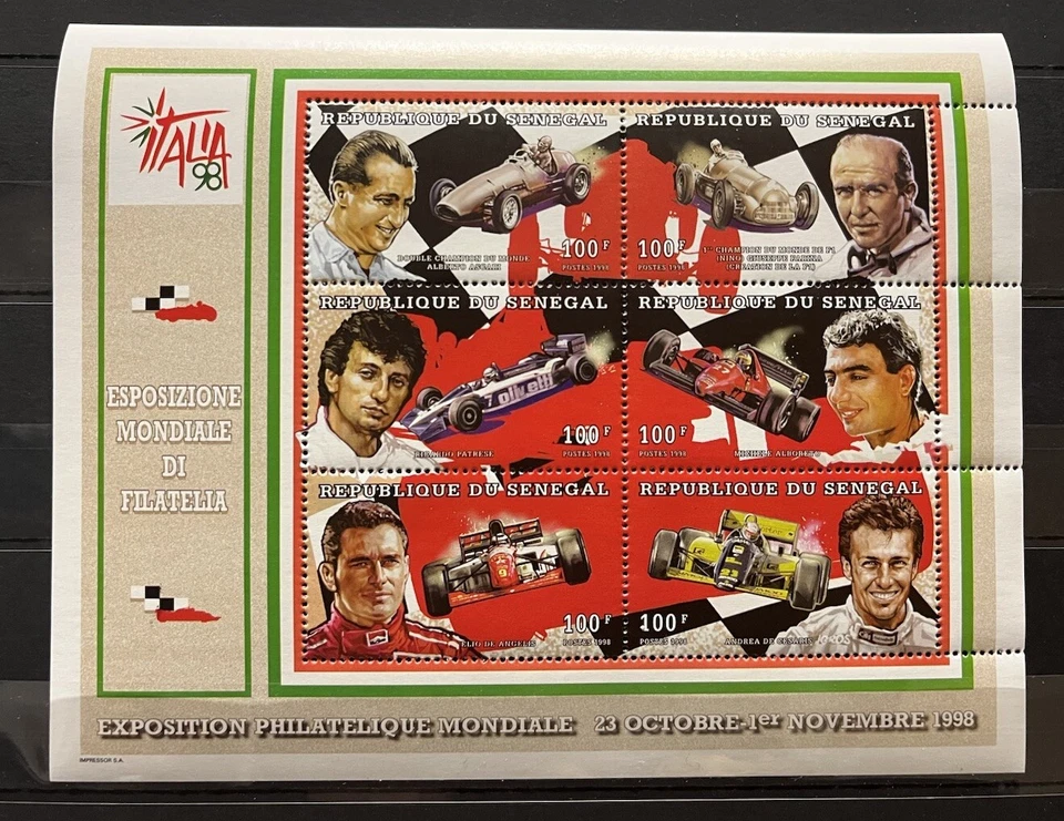 Farina / De Cesaris / Ascari /Patrese / Racing on stamps MNH** CB9 - Image 1 of 1