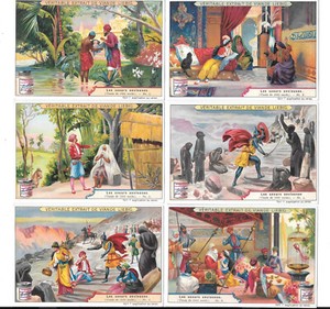 LIEBIG TRADE CARDS, THE JEALOUS SISTERS 1001 Nights 1901 Set of 6 Cards S685 Fr.