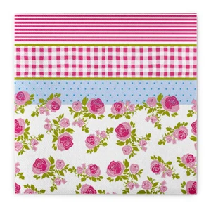 Serviette Mary in Rosa aus Linclass® Airlaid 40x40cm, 12 Stück - Blumen Rosen - Bild 1 von 9