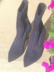 $498 Stuart Weitzman Axiom Navy Blue Mid Calf Micro Fiber Boots  - Size 9 - Picture 1 of 5