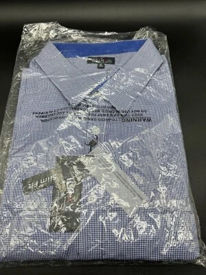 Galaxy by Harvic Shirt Men's XL Slim Fit White Navy striped Long Sleeve - Image 1 of 4