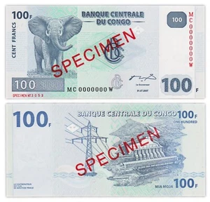 100 FRANCS 2007 KONGO [NEU / UNC] P98A Giesecke & Devrient - DDRK - SPECIMEN - Bild 1 von 1