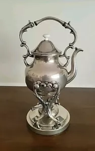 Britannia Sheridan Silver On Copper Tipping Teapot Tea Kettle Tilting Stand - Picture 1 of 8