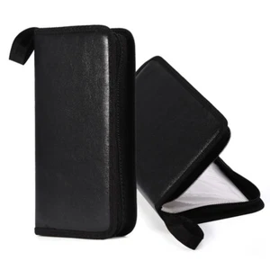 80 Disc DVD Case CD Holder Wallet Storage VCD Organizer Faux Leather Zipper Bag - Picture 1 of 9