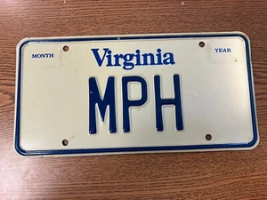 Virginia Specialty License Plate MPH Miles Per Hour - Imagen 1 de 2