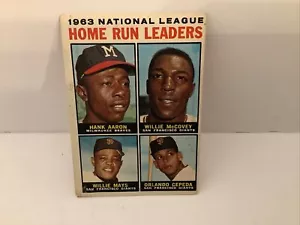 1964 TOPPS BASEBALL HANK AARON-WILLIE MAYS NL HOME RUN LEADERS #9 Very Good To E - Picture 1 of 3