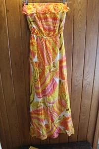 Vtg Summer 2012 Trina Turk Banana Republic 100% Silk Strapless Maxi Dress - Picture 1 of 7