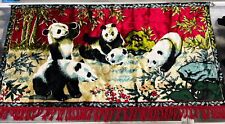 Swan Velveteen Tapestry Vintage Chinese Panda Wall Rug With Red Fringe 39 X 20
