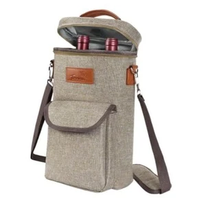 2 Bottle Wine Gift Tote Carrier - Leakproof & 2 Bottle-with front pocket Grey - Picture 1 of 7