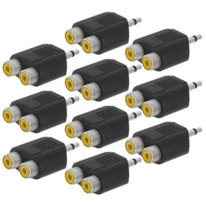 10x 3.5mm 1/8" Mono Male Plug to 2x RCA Female Jack Audio Adapter Y Splitter PC - Picture 1 of 3