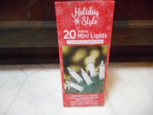 20ct Light Set String Miniature Clear Bulbs Green Cord Christmas New - Picture 1 of 4