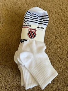 K SWISS MENS ANKLE SOCKS SIZE 6-12.5 10 PAIR WHITE STRIPES VALUE PACK - Picture 1 of 5