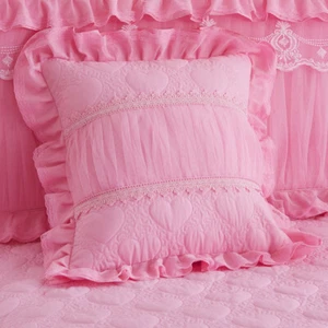2PCS Cushion Covers Princess Lace Ruffle Square Zip Pillowcases Home Decor 45cm - Picture 1 of 15