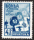 Briefmarke Kroatien Sc B6 1941 Zweiter Weltkrieg 3. Reich NDH Achse Italien Legion postfrisch