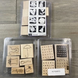 Stampin Up! Occasionally Set of 8 & Alphabits Set of 4 & The Fine Print Set of 6 - Picture 1 of 7