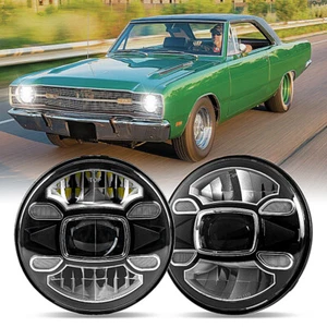 Pair For Dodge Dart 1964-1976 DOT 7Inch Round LED Headlights Halo Angel Eyes DRL - Bild 1 von 15