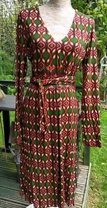 MALIPARMI Multi Print FUNNY WALLPAPER Long Sleeve Faux Wrap Dress UK16 BNWT - Picture 1 of 7